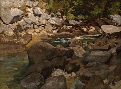 Mountain Stream with Boulders by Carl Schuch